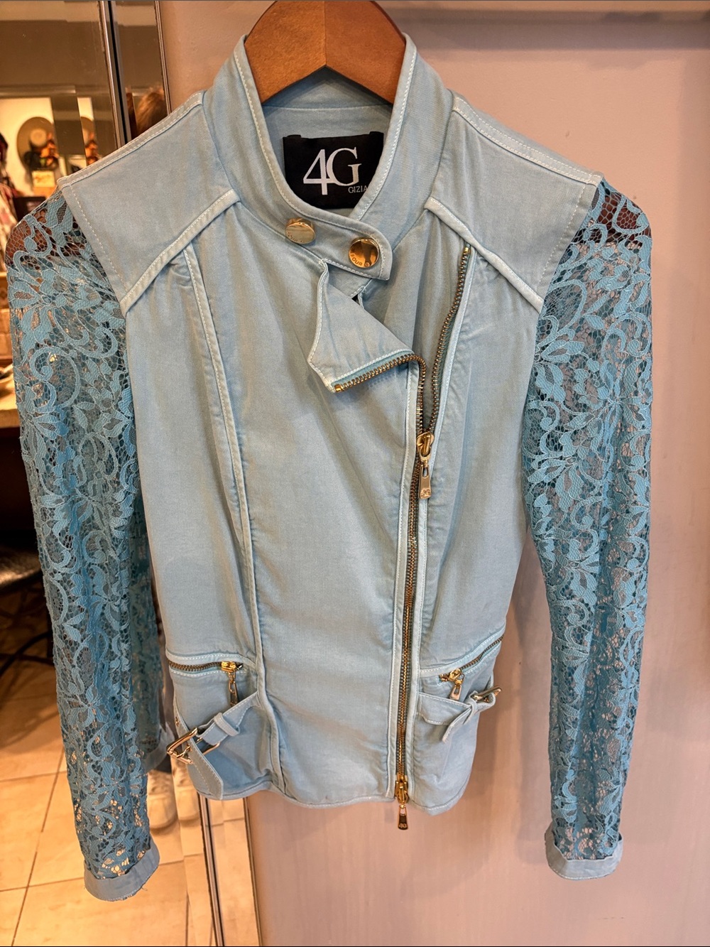 European denim lace jacket